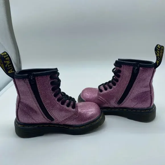 Dr. Martens Pink Sparkle Eye Glitter Ankle Boot Combat Boot Moto Toddler size 7 - Picture 5 of 9